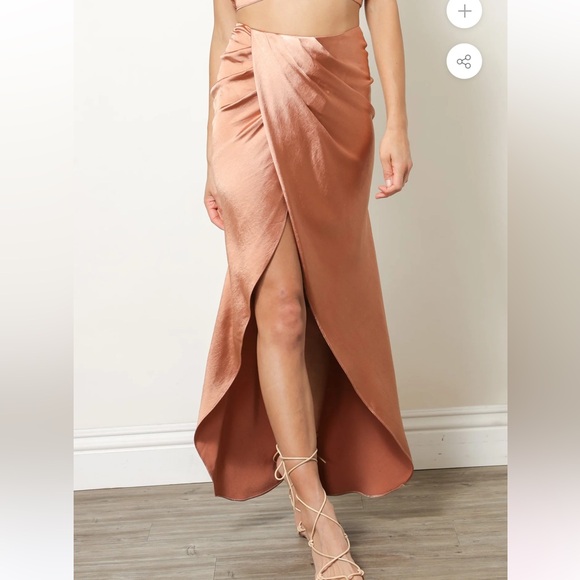 Line & Dot Lisa Midi satin skirt in ginger size large NWT - Picture 8 of 9